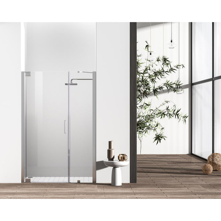 Semi-Frameless Hinged Shower Door 48 X 72 Polished Chrome - View 2 - Joshua Marshal
