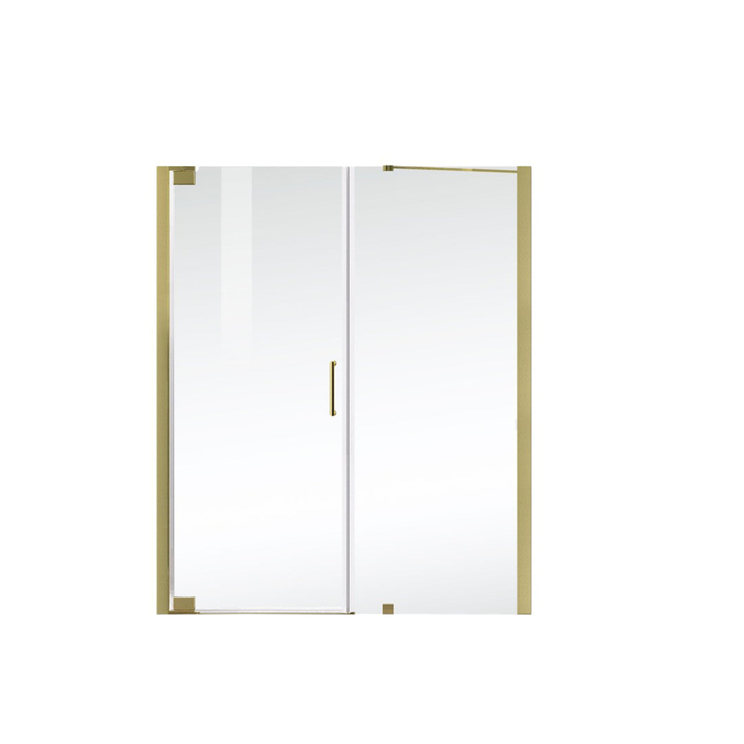 Semi-Frameless Hinged Shower Door 60 X 72 Brushed Gold - View 3 - Joshua Marshal