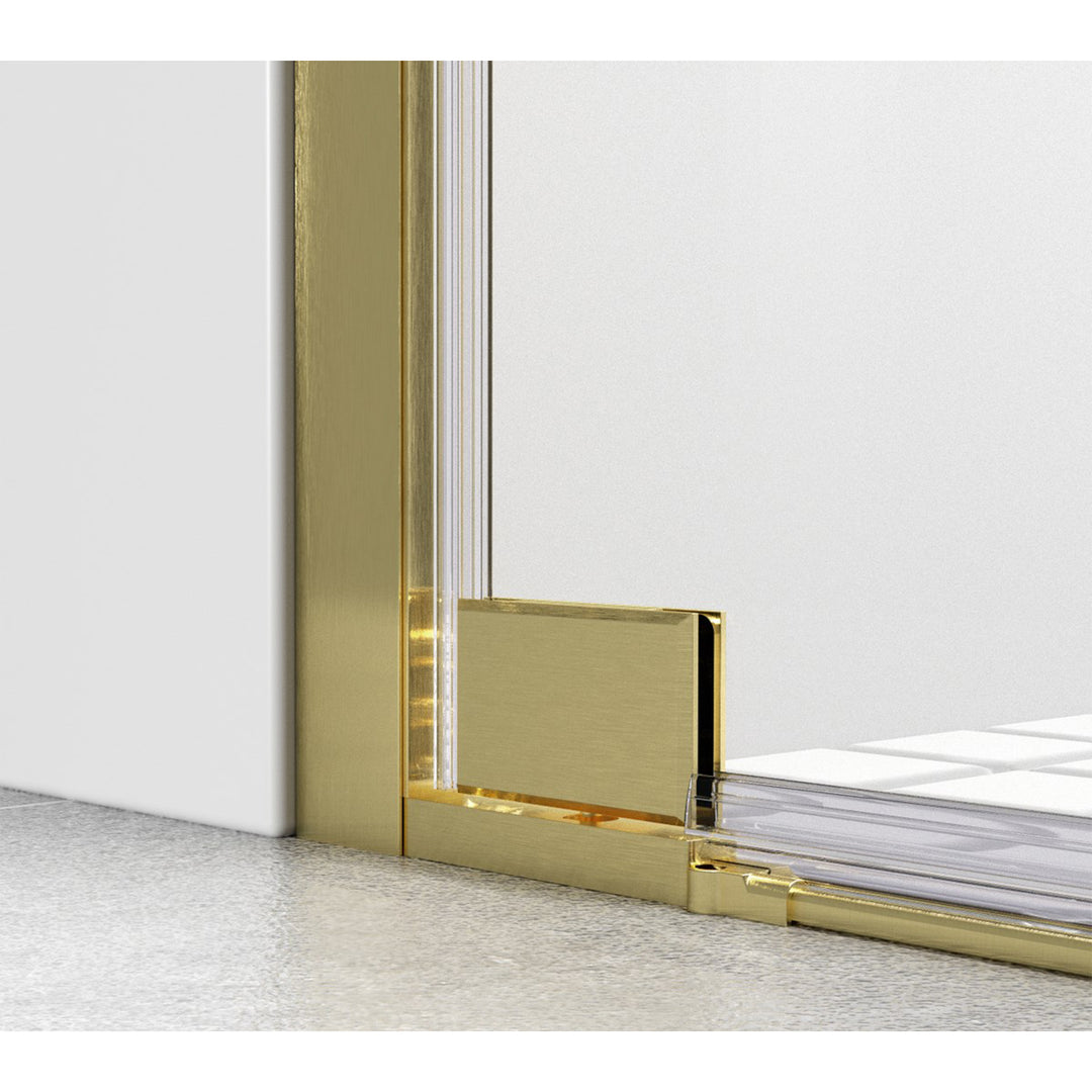 Semi-Frameless Hinged Shower Door 60 X 72 Brushed Gold - View 5 - Joshua Marshal