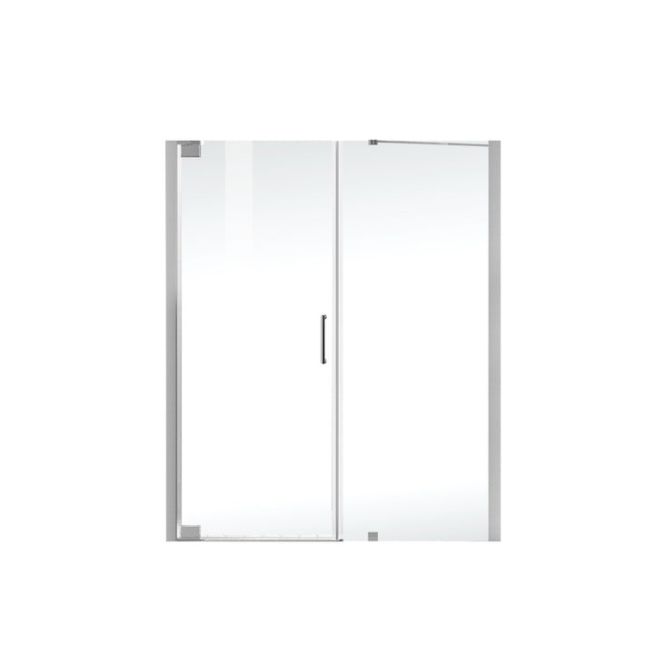 Semi-Frameless Hinged Shower Door 60 X 72 Brushed Nickel - View 3 - Joshua Marshal