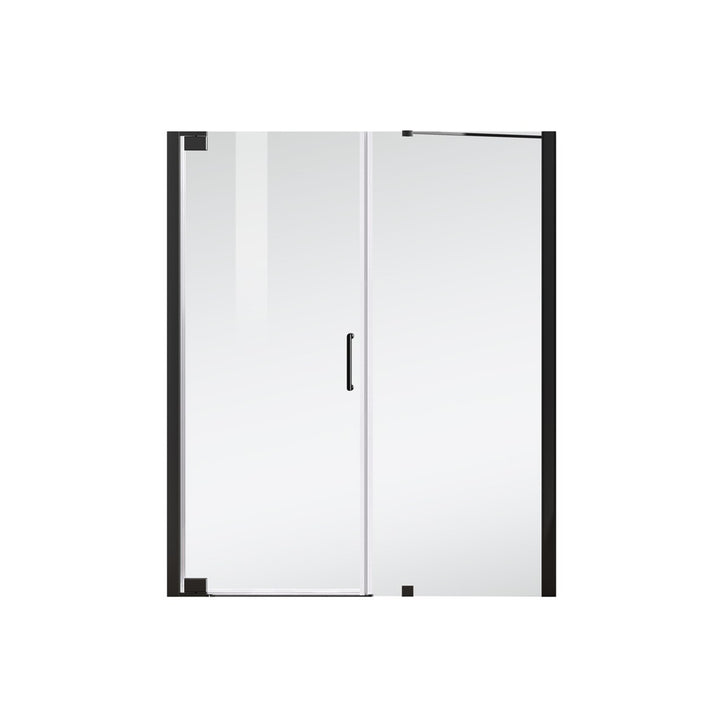 Semi-Frameless Hinged Shower Door 60 X 72 Matte Black - View 3 - Joshua Marshal