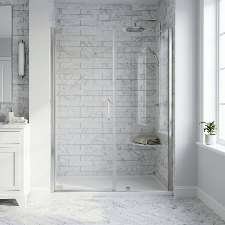 Semi-Frameless Hinged Shower Door 60 X 72 Polished Chrome Polished Chrome Finish - KITCHEN & BATH by Joshua Marshal