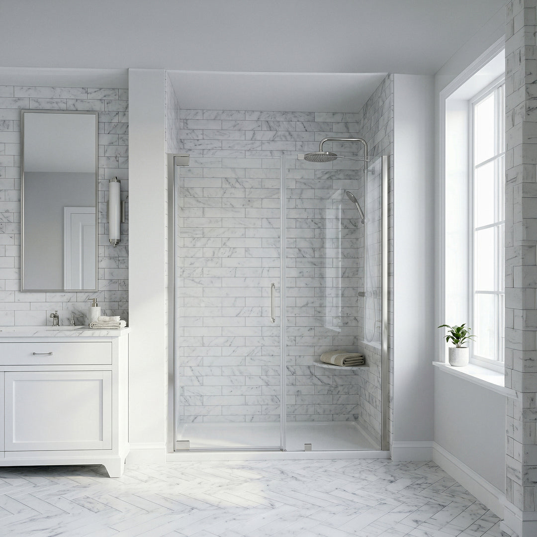 Semi-Frameless Hinged Shower Door 60 X 72 Polished Chrome - View 2 - Joshua Marshal