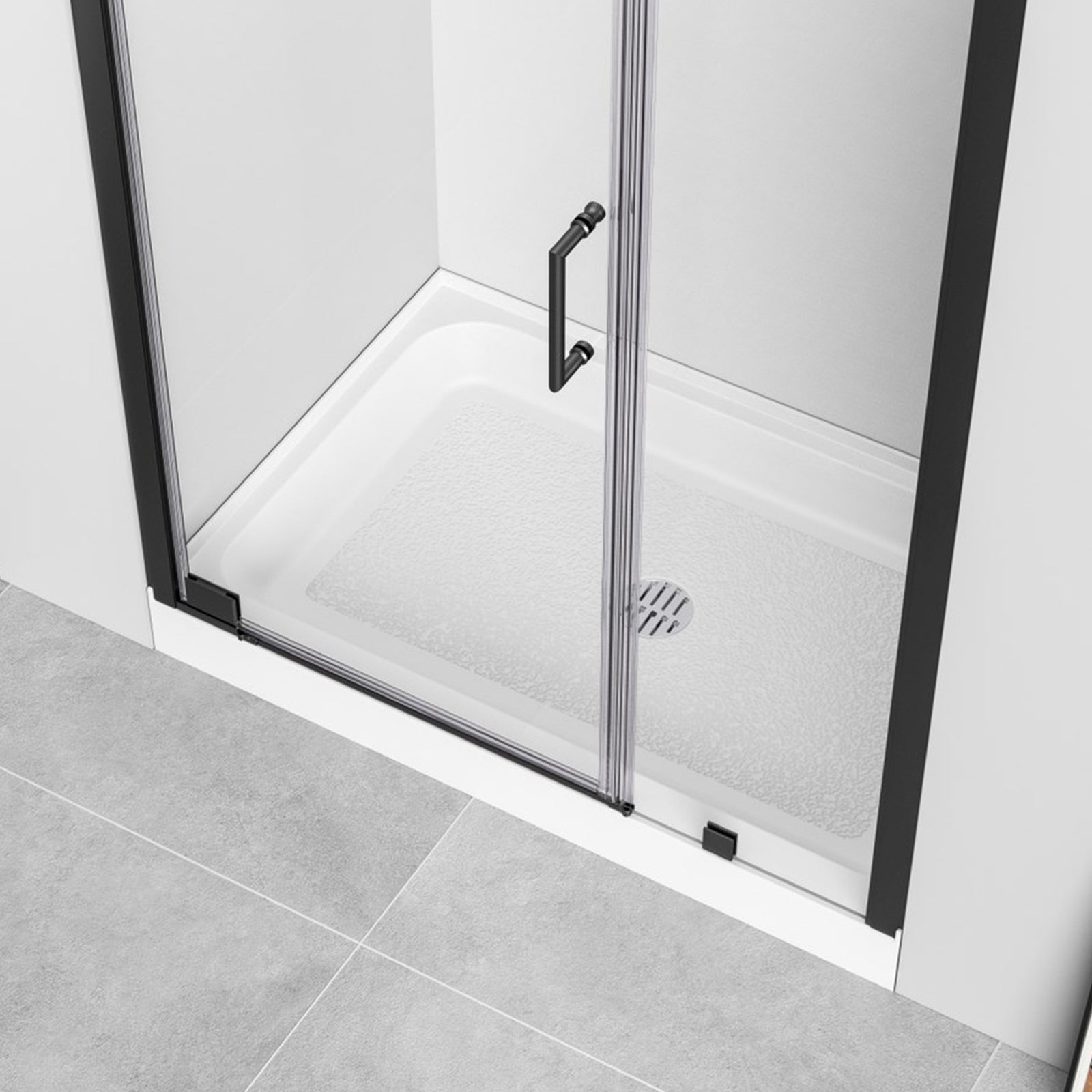 48X32 Inch Single Threshold Shower Tray Center Drain In Glossy White Glossy White Finish - KITCHEN & BATH by Joshua Marshal