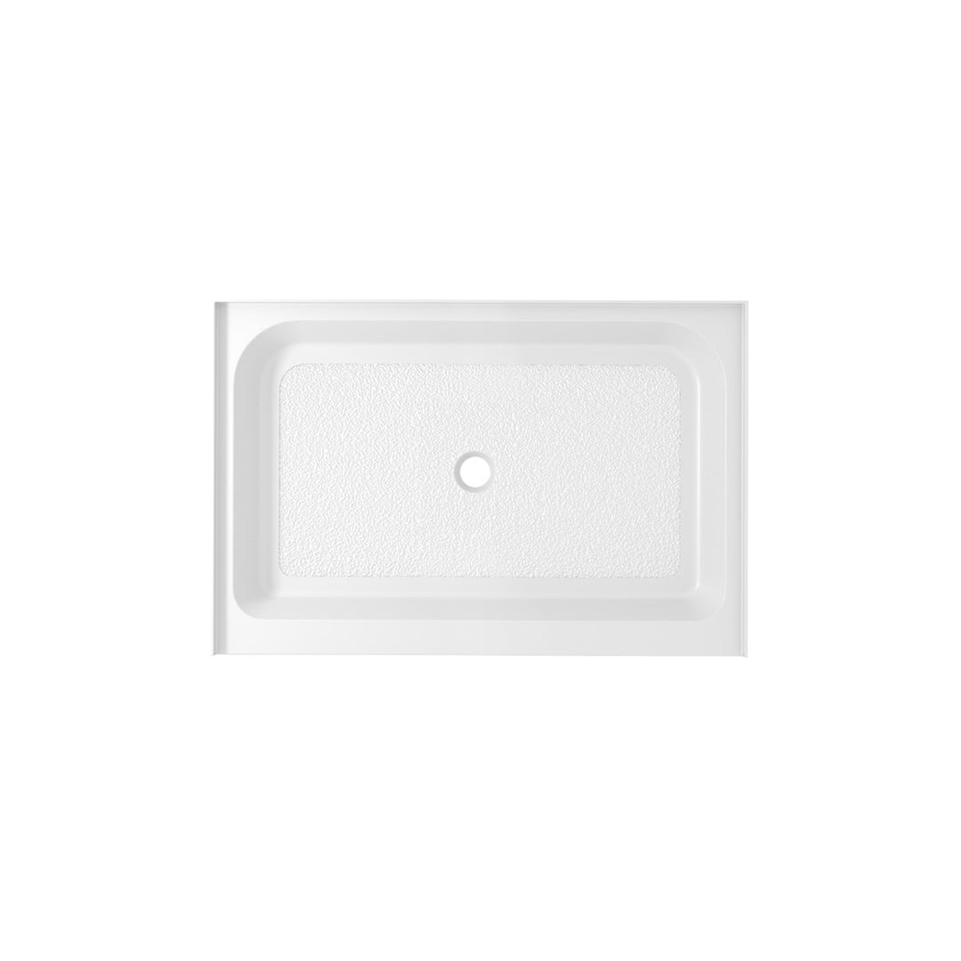 48X36 Inch Single Threshold Shower Tray Center Drain In Glossy White - View 3 - Joshua Marshal