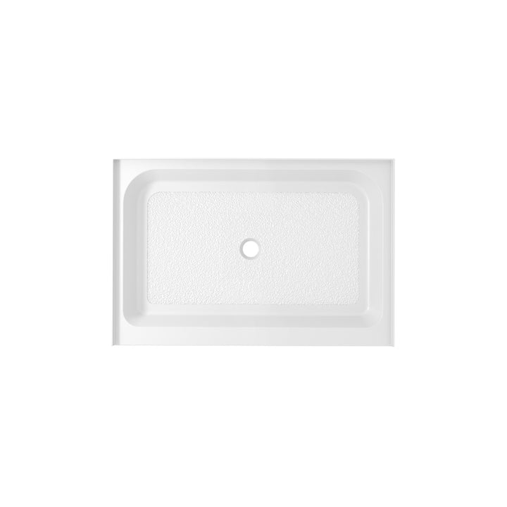 48X36 Inch Single Threshold Shower Tray Center Drain In Glossy White - View 3 - Joshua Marshal