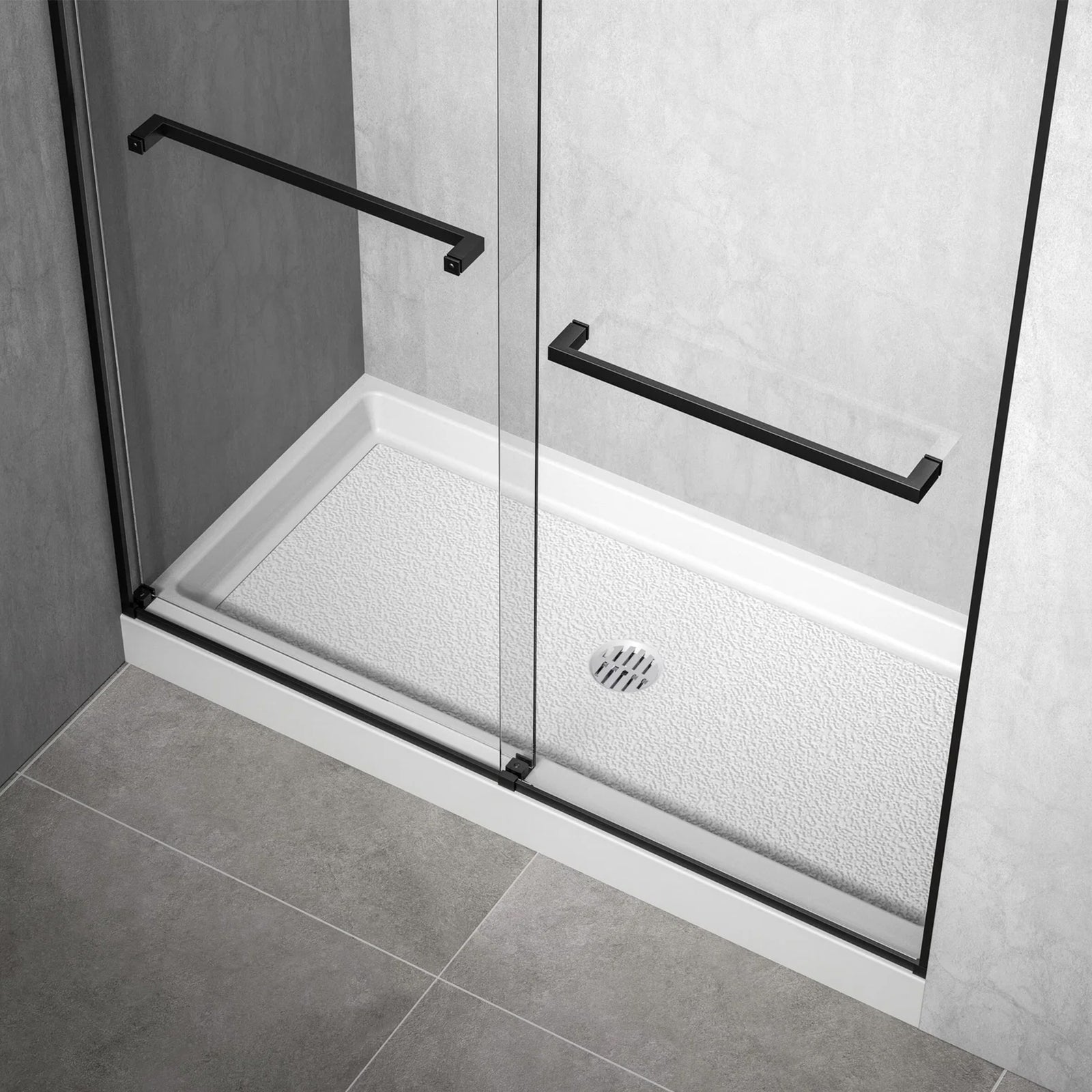 60X30 Inch Single Threshold Shower Tray Center Drain In Glossy White Glossy White Finish - KITCHEN & BATH by Joshua Marshal