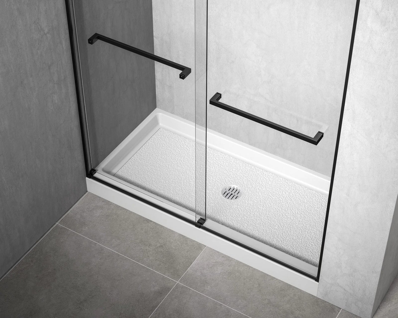 60X30 Inch Single Threshold Shower Tray Center Drain In Glossy White - View 2 - Joshua Marshal