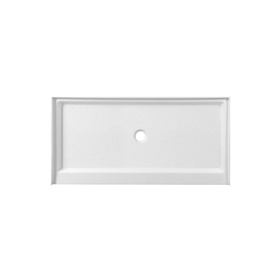 60X30 Inch Single Threshold Shower Tray Center Drain In Glossy White - View 3 - Joshua Marshal