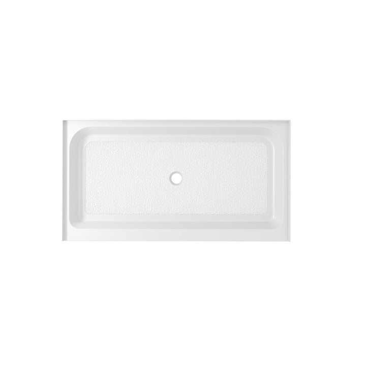 60X32 Inch Single Threshold Shower Tray Center Drain In Glossy White - View 3 - Joshua Marshal