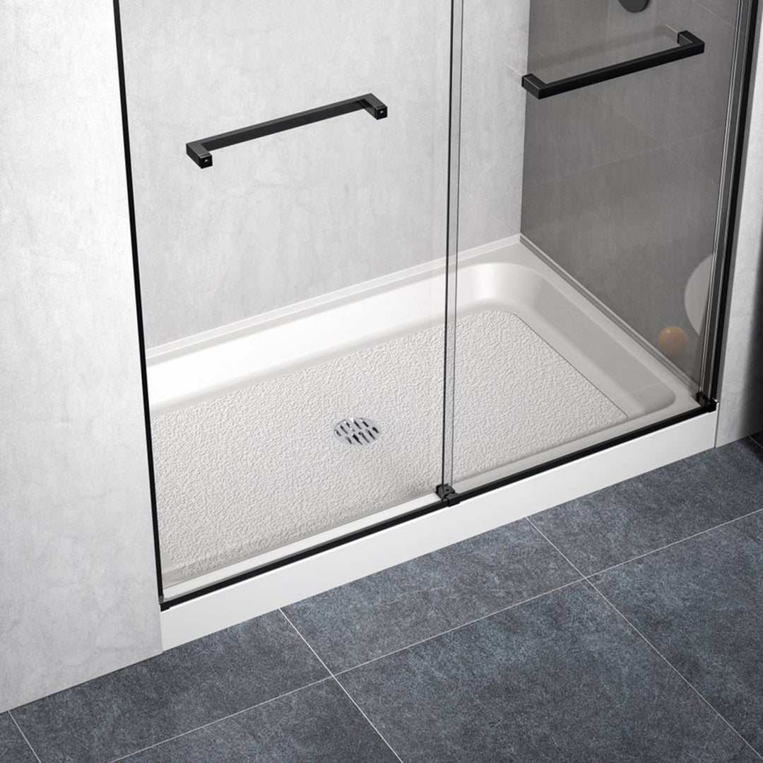 60X36 Inch Single Threshold Shower Tray Center Drain In Glossy White Glossy White Finish - KITCHEN & BATH by Joshua Marshal