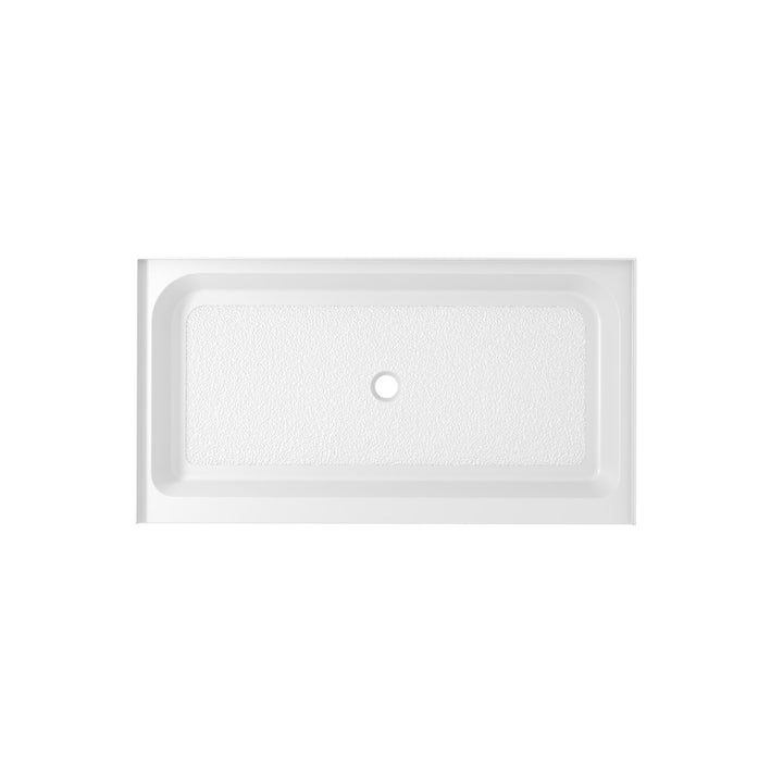 60X36 Inch Single Threshold Shower Tray Center Drain In Glossy White - View 3 - Joshua Marshal