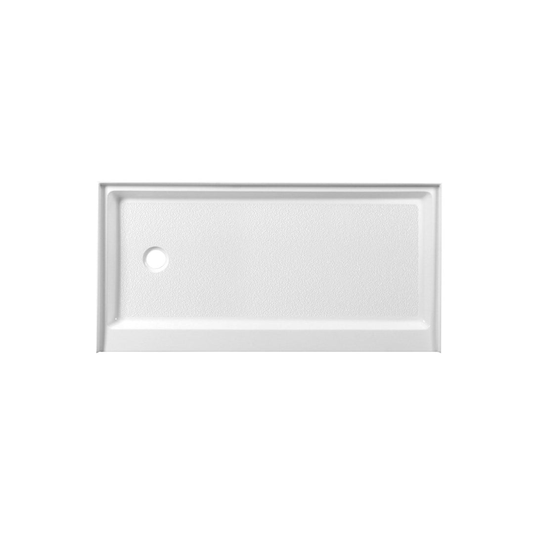 60X30 Inch Single Threshold Shower Tray Left Drain In Glossy White - View 3 - Joshua Marshal