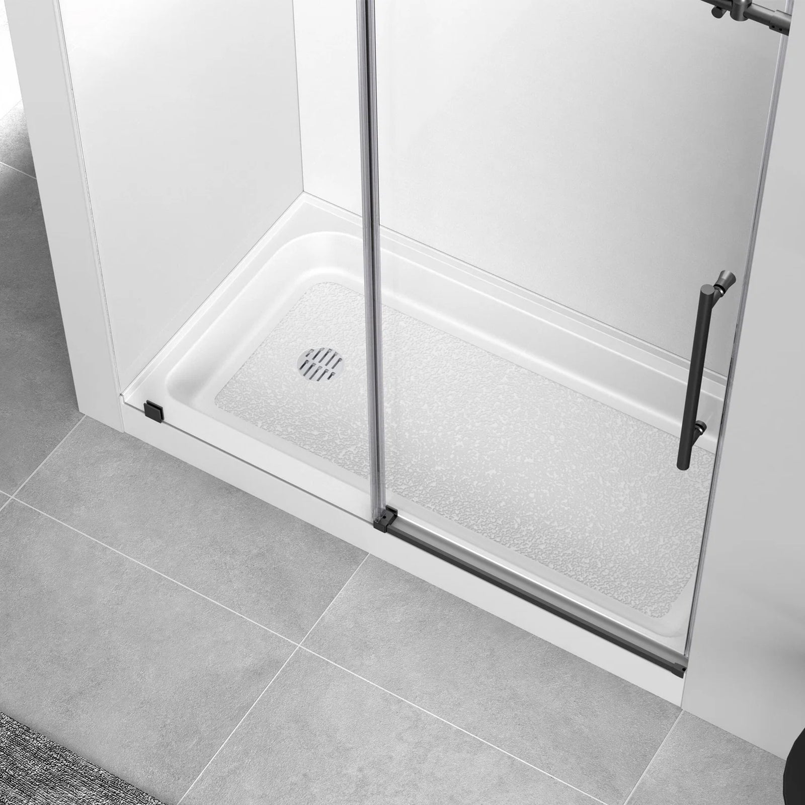 60X32 Inch Single Threshold Shower Tray Left Drain In Glossy White Glossy White Finish - KITCHEN & BATH by Joshua Marshal