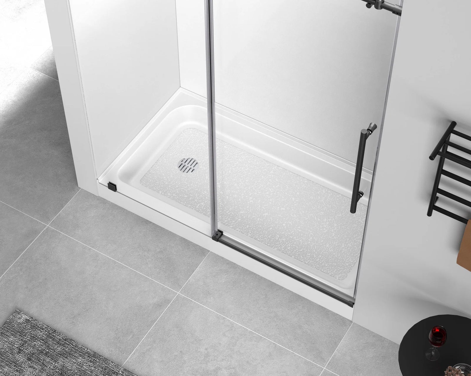 60X32 Inch Single Threshold Shower Tray Left Drain In Glossy White - View 2 - Joshua Marshal
