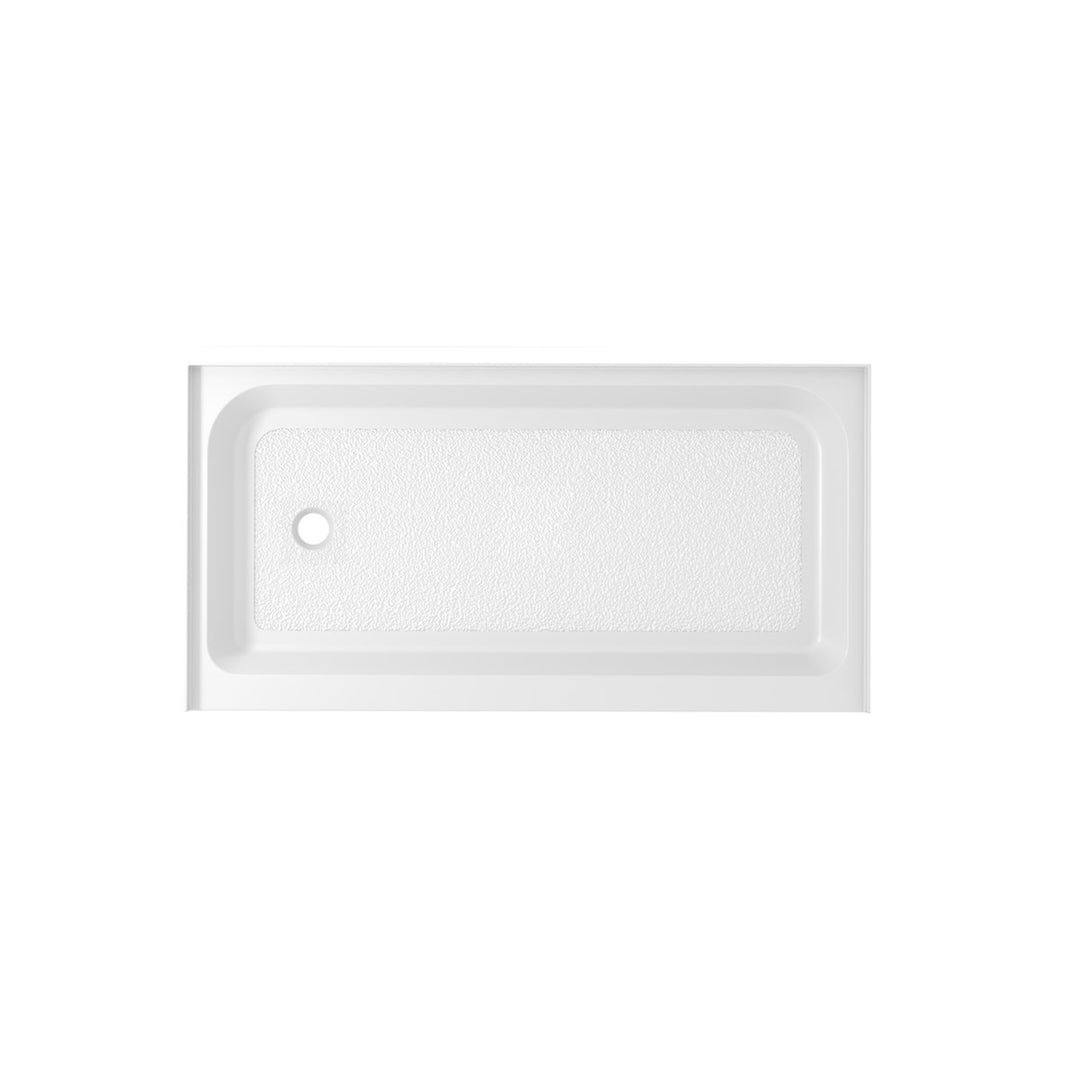 60X32 Inch Single Threshold Shower Tray Left Drain In Glossy White - View 3 - Joshua Marshal