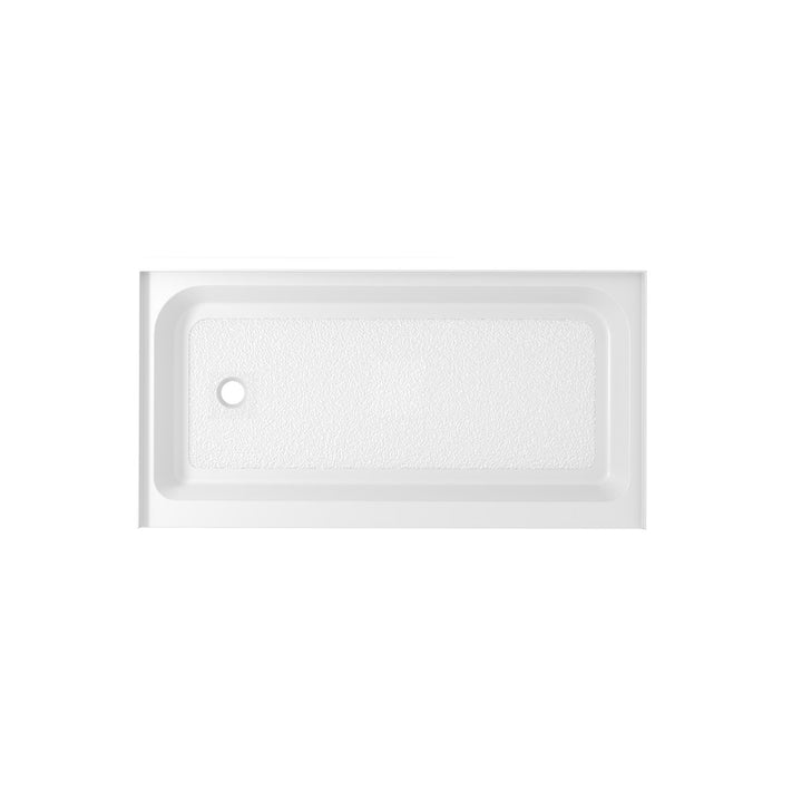 60X32 Inch Single Threshold Shower Tray Left Drain In Glossy White - View 3 - Joshua Marshal