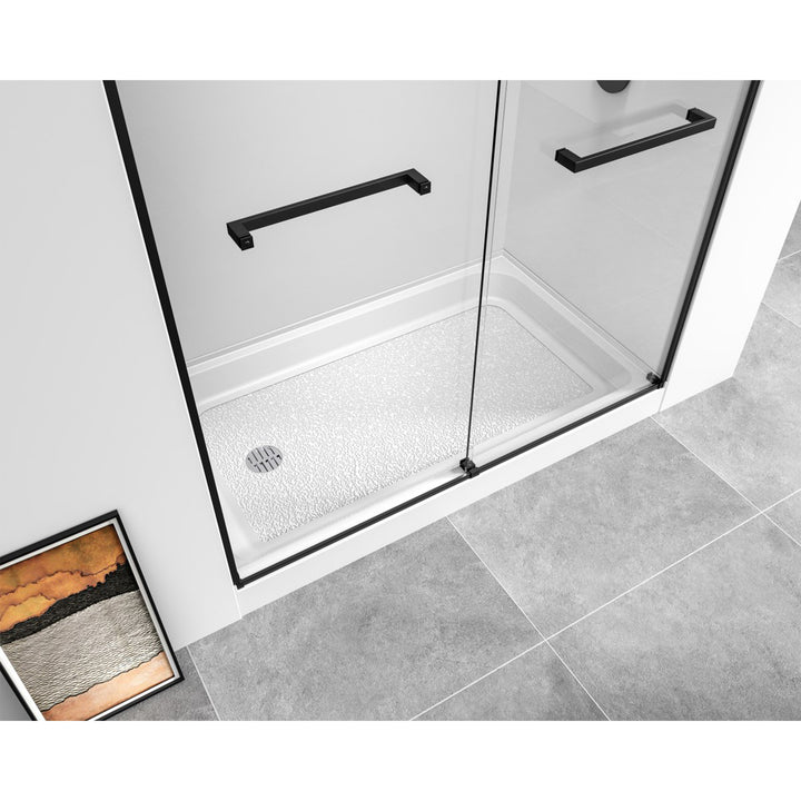 60X36 Inch Single Threshold Shower Tray Left Drain In Glossy White - View 2 - Joshua Marshal