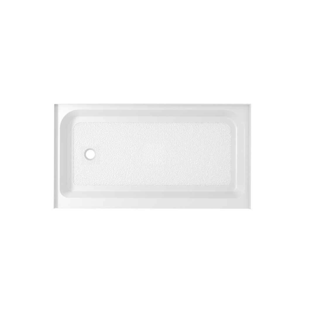 60X36 Inch Single Threshold Shower Tray Left Drain In Glossy White - View 3 - Joshua Marshal