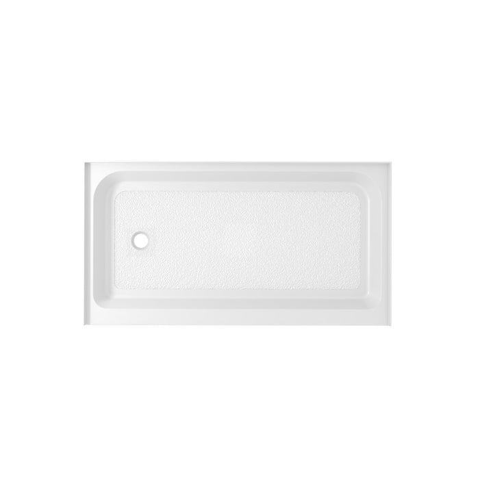 60X36 Inch Single Threshold Shower Tray Left Drain In Glossy White - View 3 - Joshua Marshal