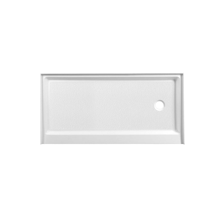 60X30 Inch Single Threshold Shower Tray Right Drain In Glossy White - View 3 - Joshua Marshal
