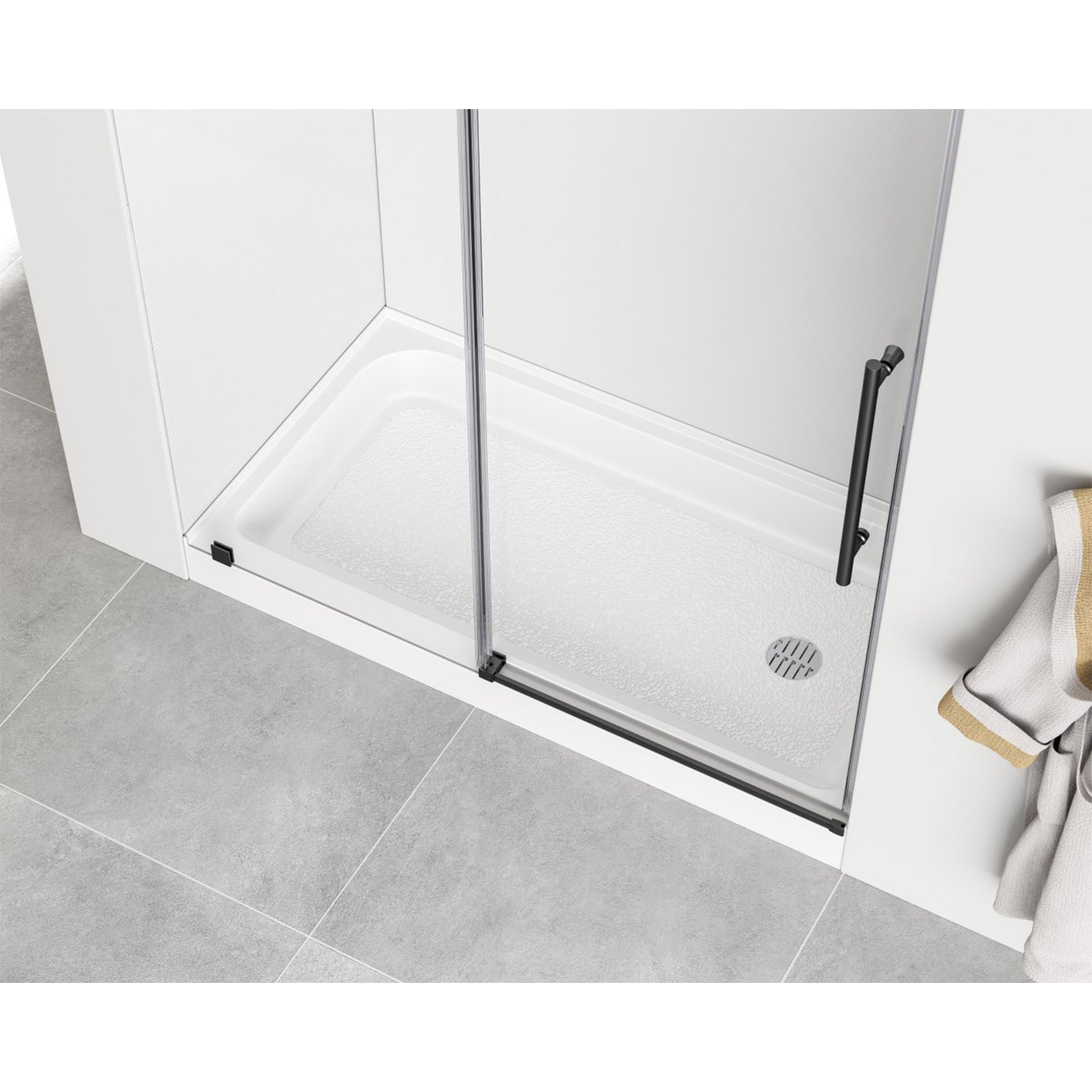 60X32 Inch Single Threshold Shower Tray Right Drain In Glossy White - View 2 - Joshua Marshal
