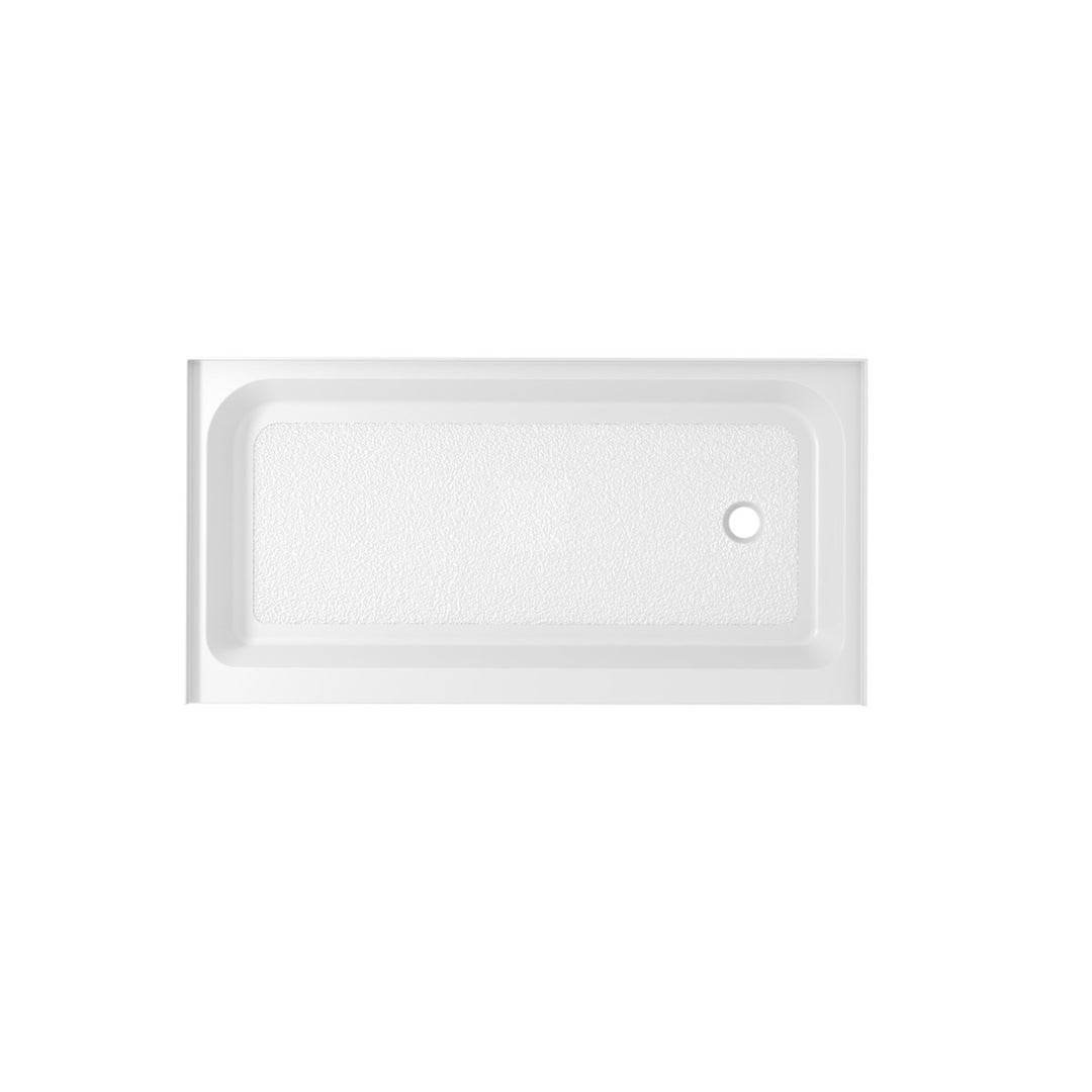 60X32 Inch Single Threshold Shower Tray Right Drain In Glossy White - View 3 - Joshua Marshal