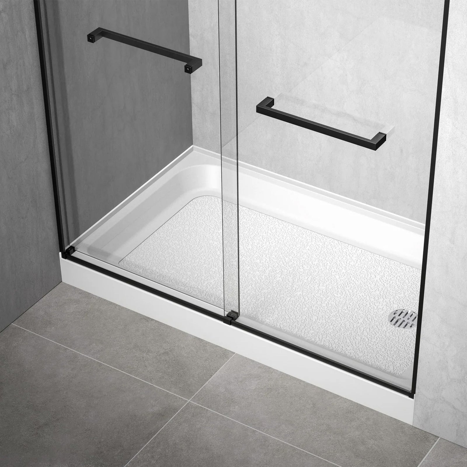 60X36 Inch Single Threshold Shower Tray Right Drain In Glossy White Glossy White Finish - KITCHEN & BATH by Joshua Marshal