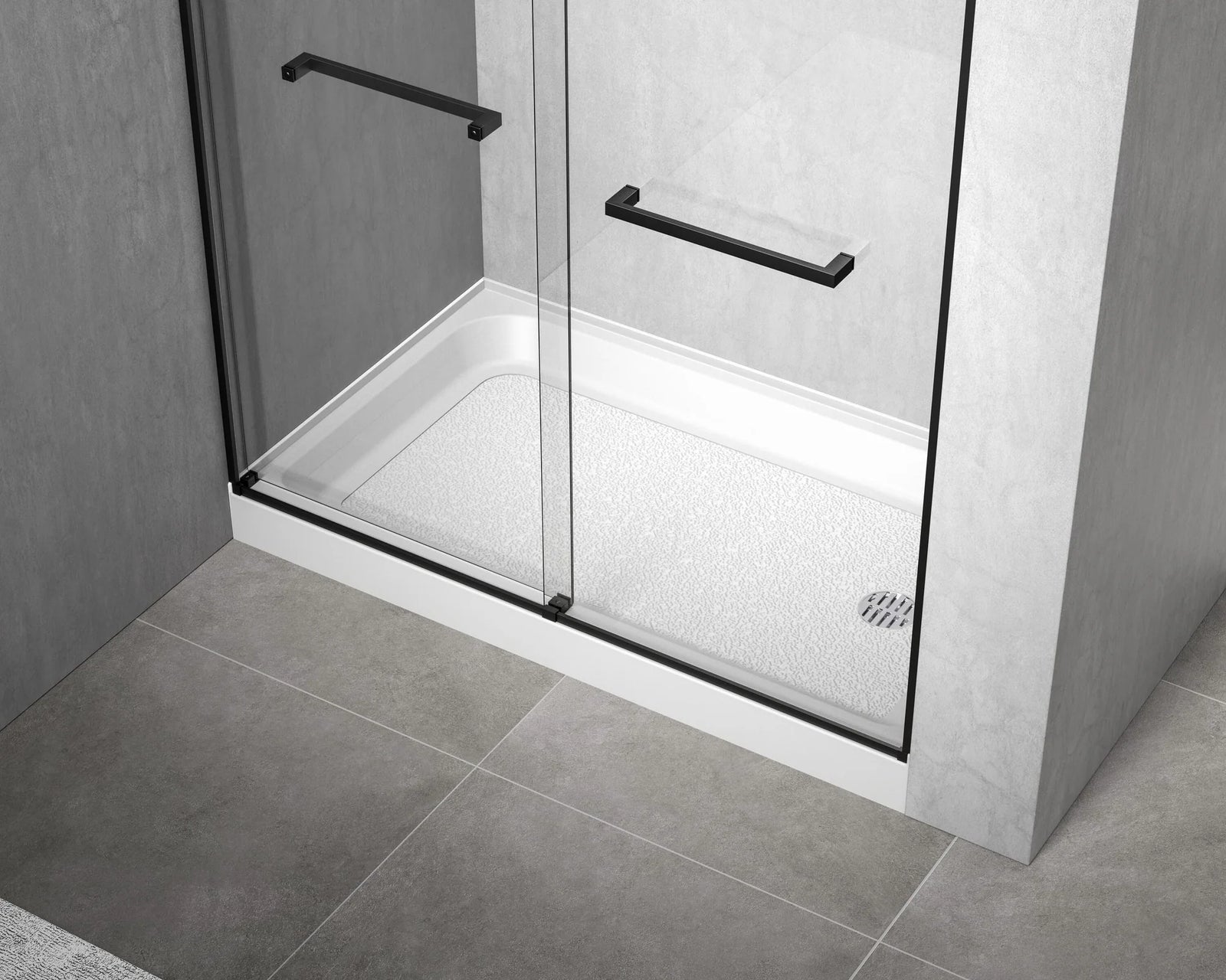 60X36 Inch Single Threshold Shower Tray Right Drain In Glossy White - View 2 - Joshua Marshal