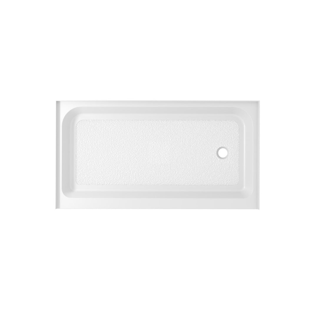 60X36 Inch Single Threshold Shower Tray Right Drain In Glossy White - View 3 - Joshua Marshal