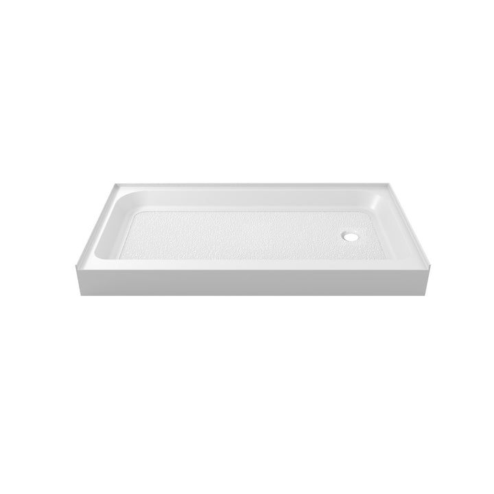60X36 Inch Single Threshold Shower Tray Right Drain In Glossy White - View 4 - Joshua Marshal