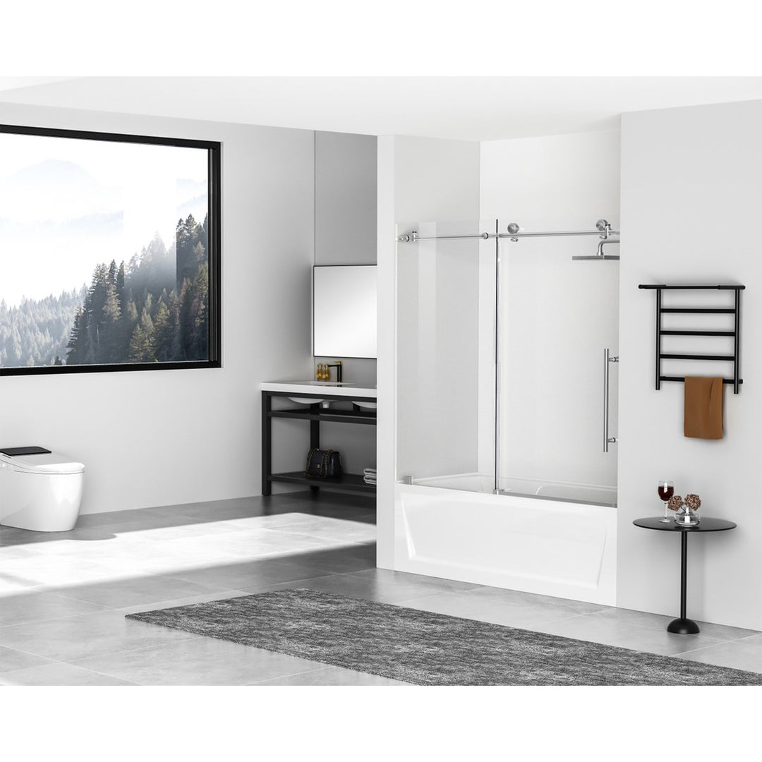 Frameless Tub Door 60 X 60 Brushed Nickel - View 2 - Joshua Marshal