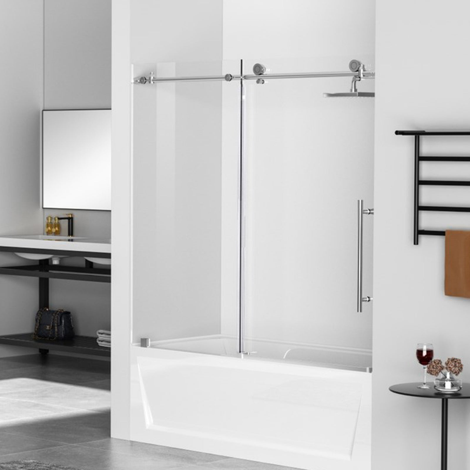 Frameless Tub Door 60 X 60 Polished Chrome Polished Chrome Finish - KITCHEN & BATH by Joshua Marshal