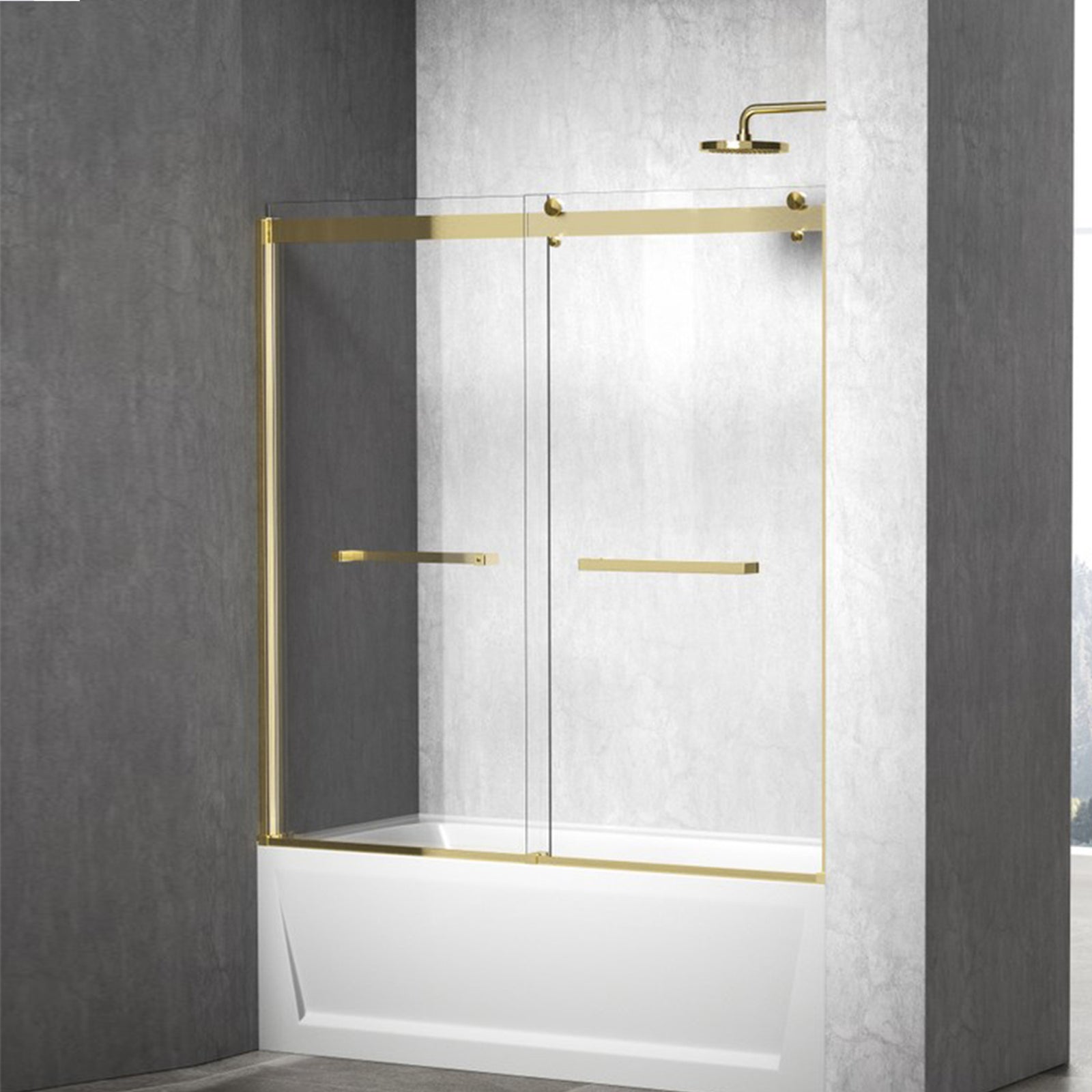 Frameless Tub Door 60 X 60 Brushed Gold Brushed Gold Finish - KITCHEN & BATH by Joshua Marshal