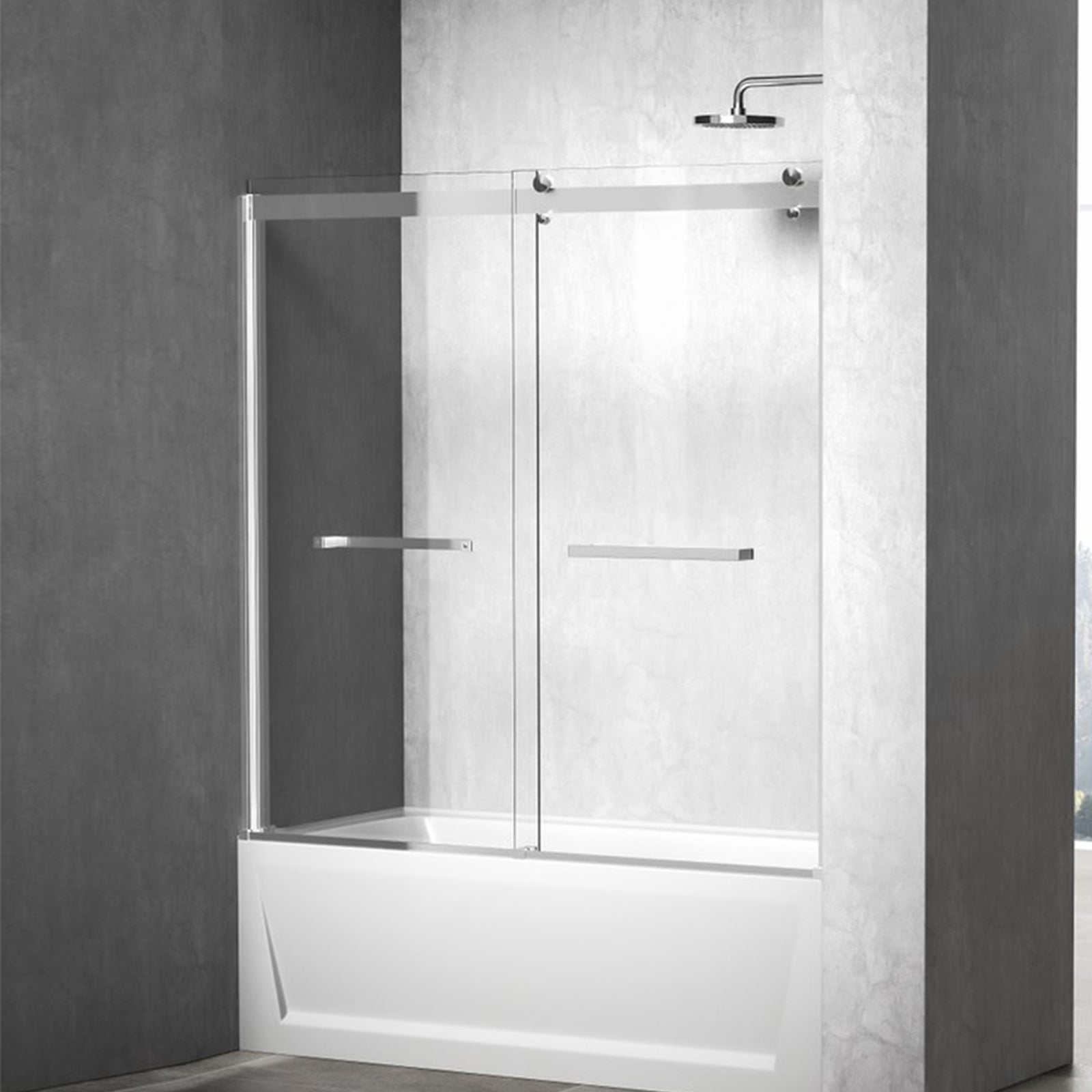 Frameless Tub Door 60 X 60 Brushed Nickel Brushed Nickel Finish - KITCHEN & BATH by Joshua Marshal