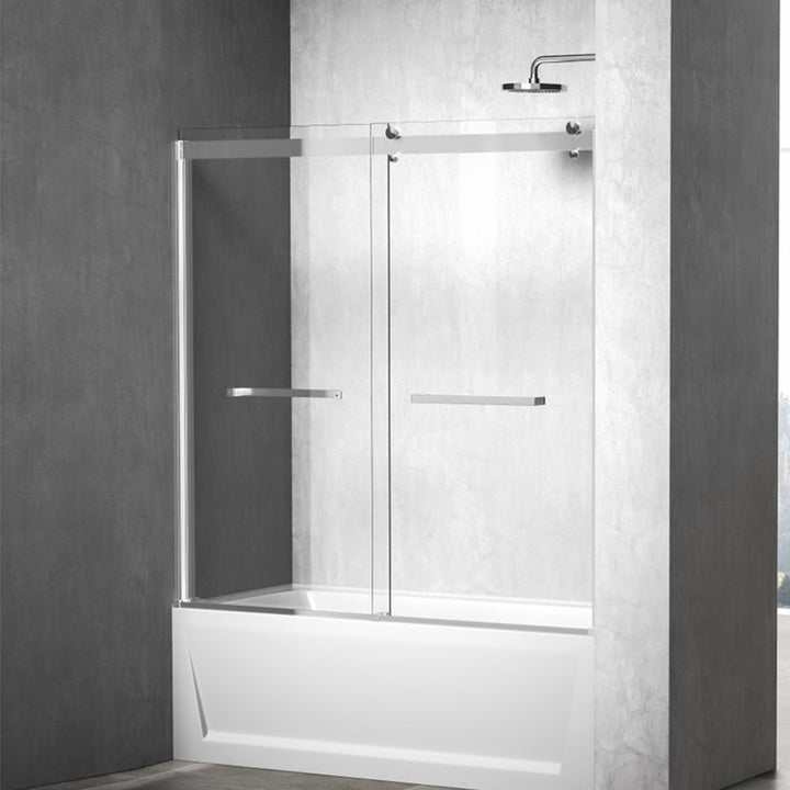 Frameless Tub Door 60 X 60 Brushed Nickel Brushed Nickel Finish - KITCHEN & BATH by Joshua Marshal