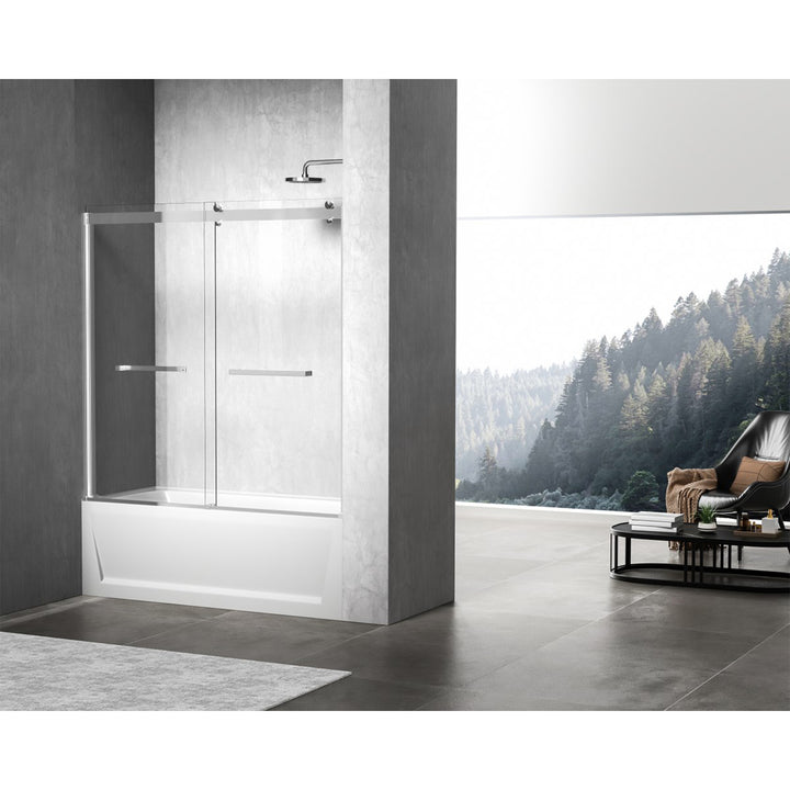 Frameless Tub Door 60 X 60 Brushed Nickel - View 2 - Joshua Marshal