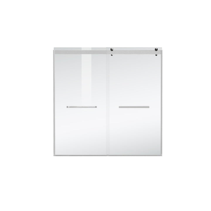 Frameless Tub Door 60 X 60 Brushed Nickel - View 3 - Joshua Marshal