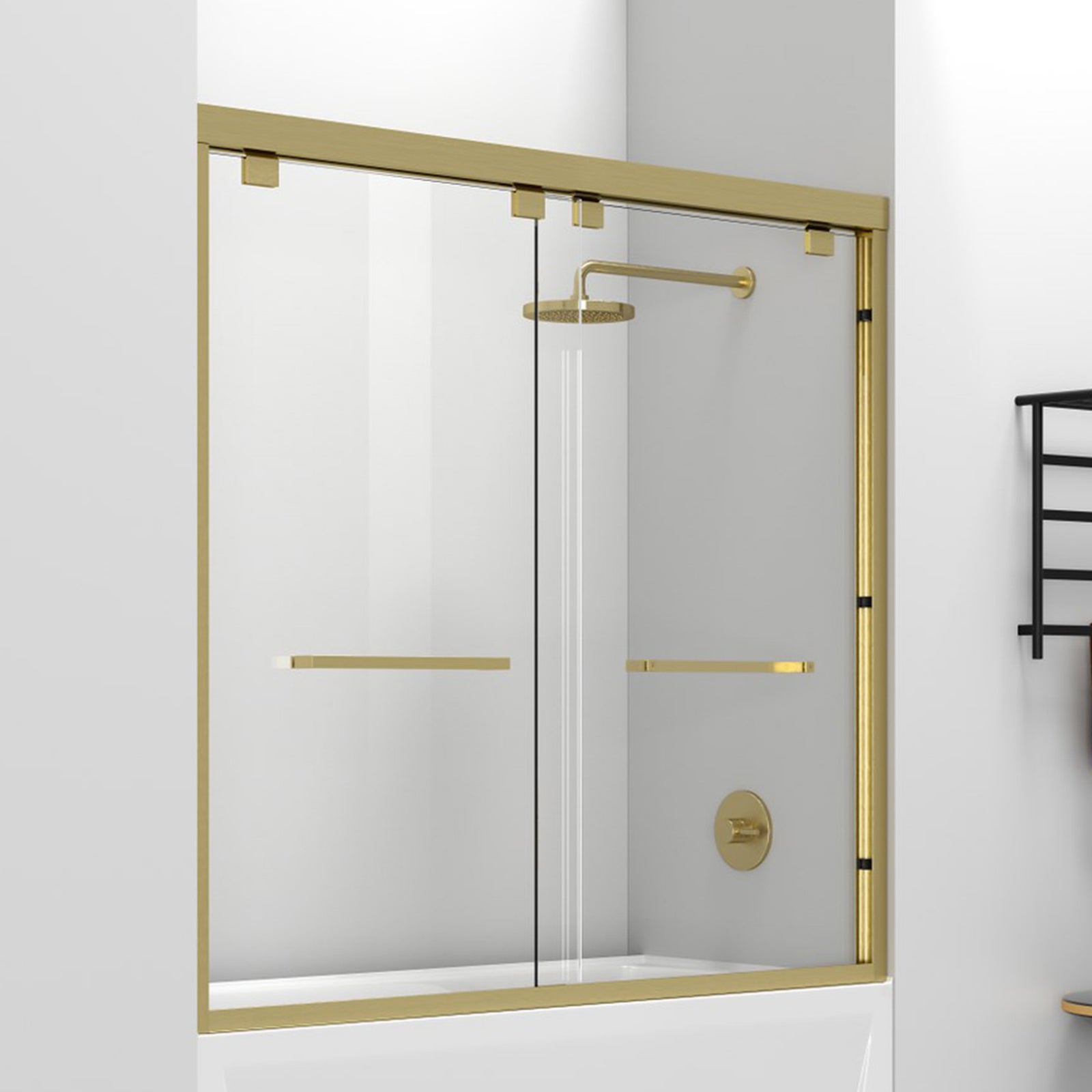 Semi-Frameless Tub Door 60 X 60 Brushed Gold Brushed Gold Finish - KITCHEN & BATH by Joshua Marshal