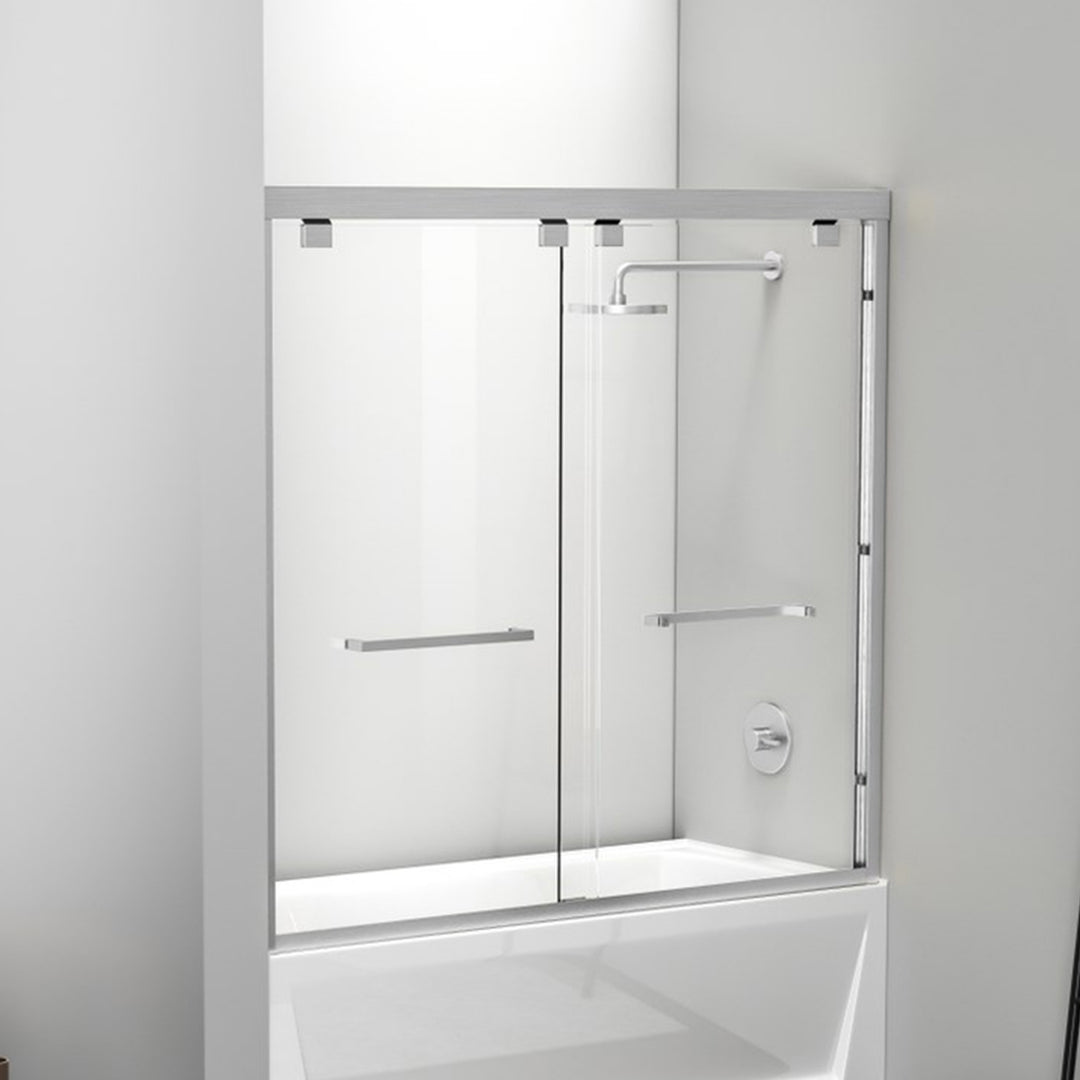 Semi-Frameless Tub Door 60 X 60 Brushed Nickel Brushed Nickel Finish - KITCHEN & BATH by Joshua Marshal