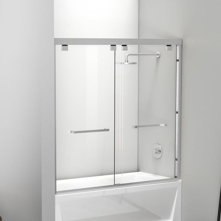 Semi-Frameless Tub Door 60 X 60 Brushed Nickel Brushed Nickel Finish - KITCHEN & BATH by Joshua Marshal