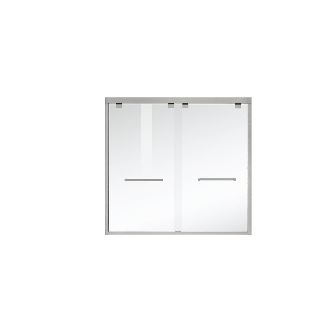 Semi-Frameless Tub Door 60 X 60 Brushed Nickel - View 3 - Joshua Marshal
