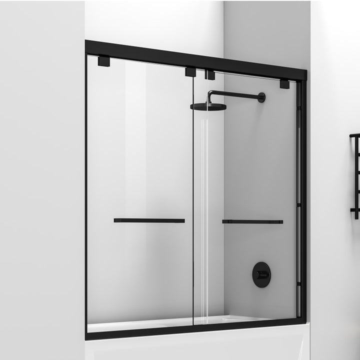 Semi-Frameless Tub Door 60 X 60 Matte Black Matte Black Finish - KITCHEN & BATH by Joshua Marshal