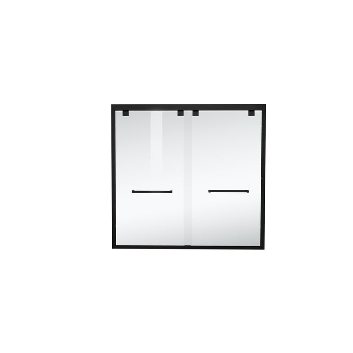 Semi-Frameless Tub Door 60 X 60 Matte Black - View 3 - Joshua Marshal