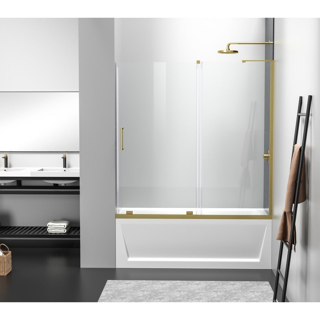 Frameless Tub Door 60 X 60 Brushed Gold - View 2 - Joshua Marshal