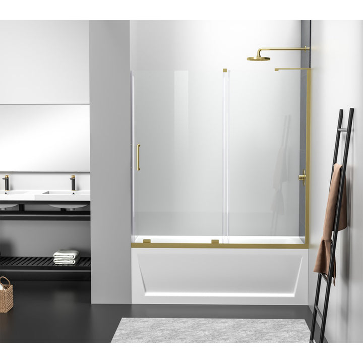 Frameless Tub Door 60 X 60 Brushed Gold - View 2 - Joshua Marshal