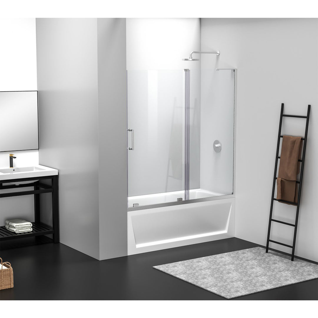 Frameless Tub Door 60 X 60 Brushed Nickel - View 2 - Joshua Marshal