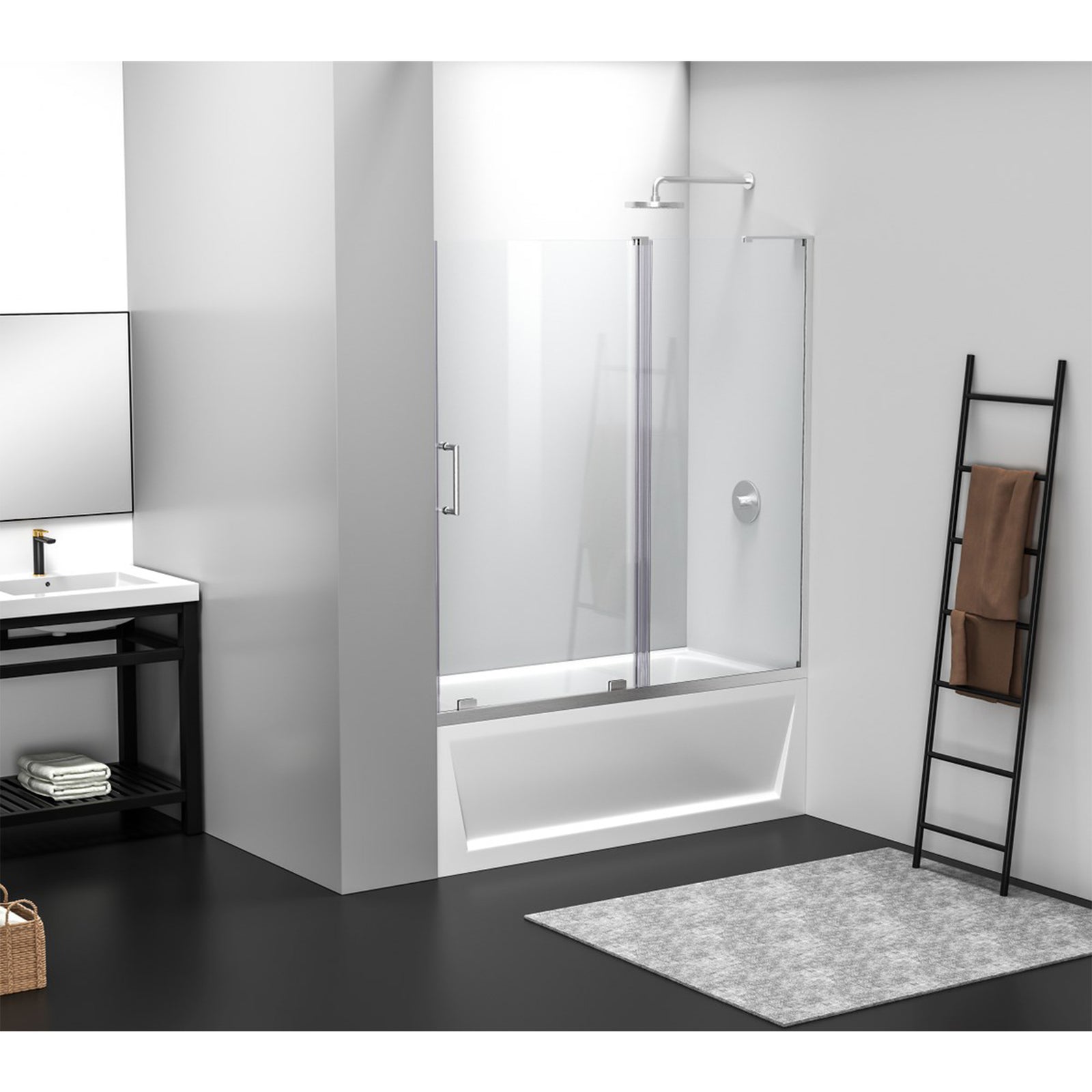 Frameless Tub Door 60 X 60 Brushed Nickel - View 2 - Joshua Marshal