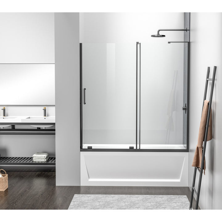 Frameless Tub Door 60 X 60 Matte Black - View 2 - Joshua Marshal