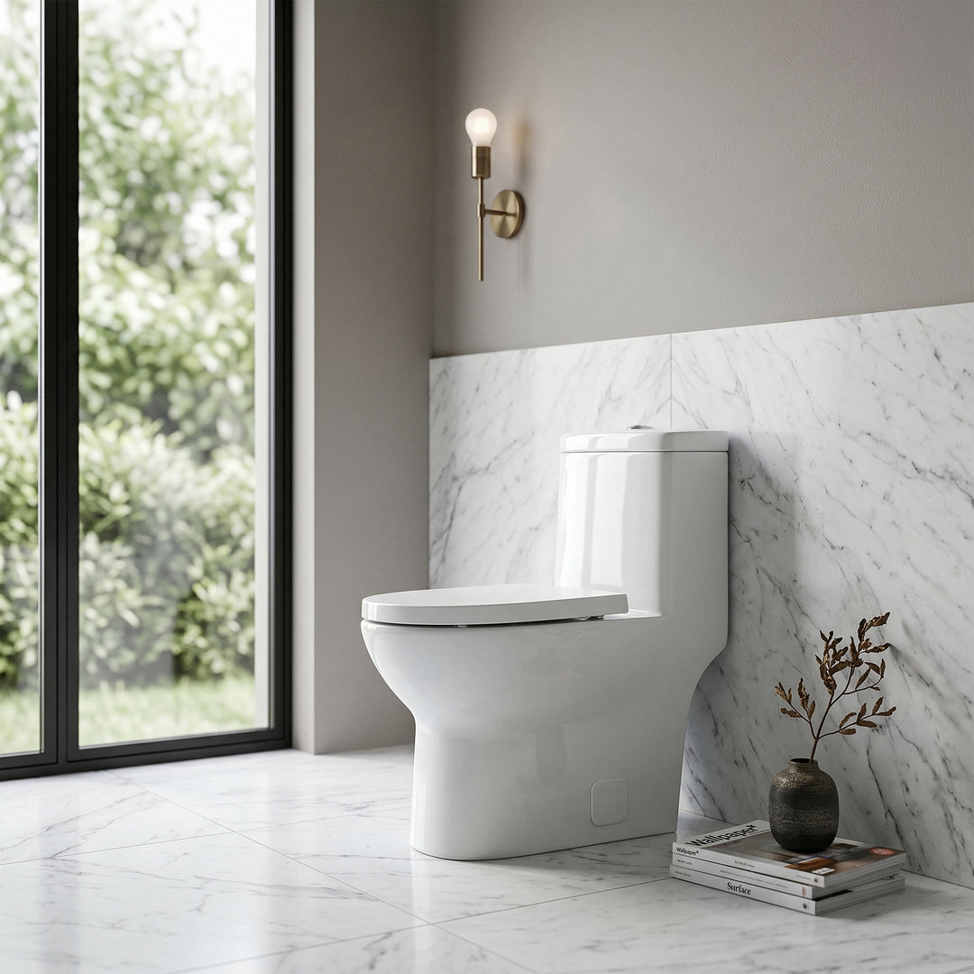 One-Piece Elongated Toilet 28X15X30 In White - View 2 - Joshua Marshal